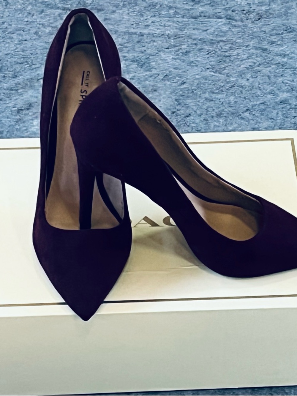 Call It Spring Women's Pointed Toe Heels in Plum Suede